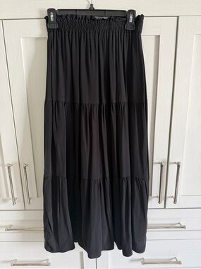 NWT & Other Stories Black Tiered Maxi Skirt with Smocked Waist